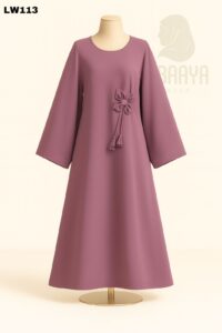Blossom Mauve Bow Accent Abaya