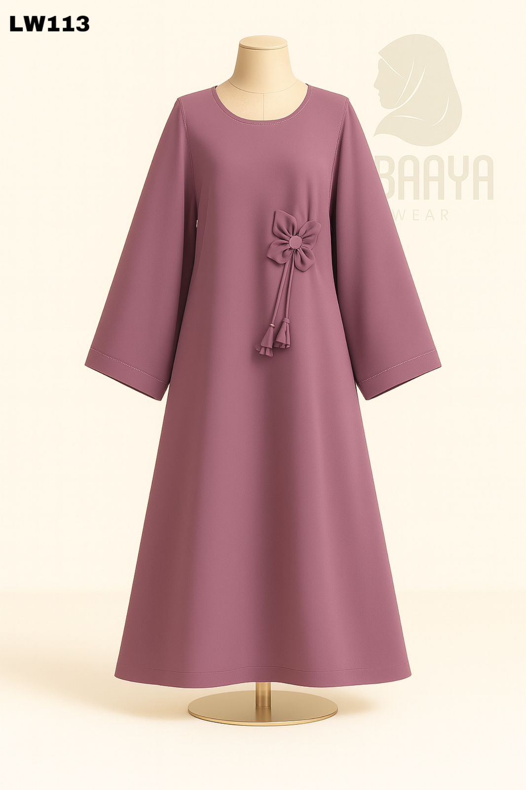 Blossom Mauve Bow Accent Abaya