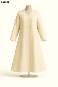 Champagne Beige Button-Front Printed Abaya