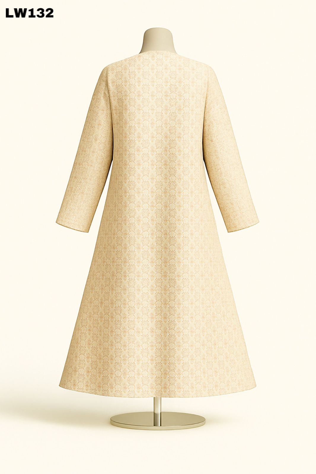 Champagne Beige Button-Front Printed Abaya - Image 2