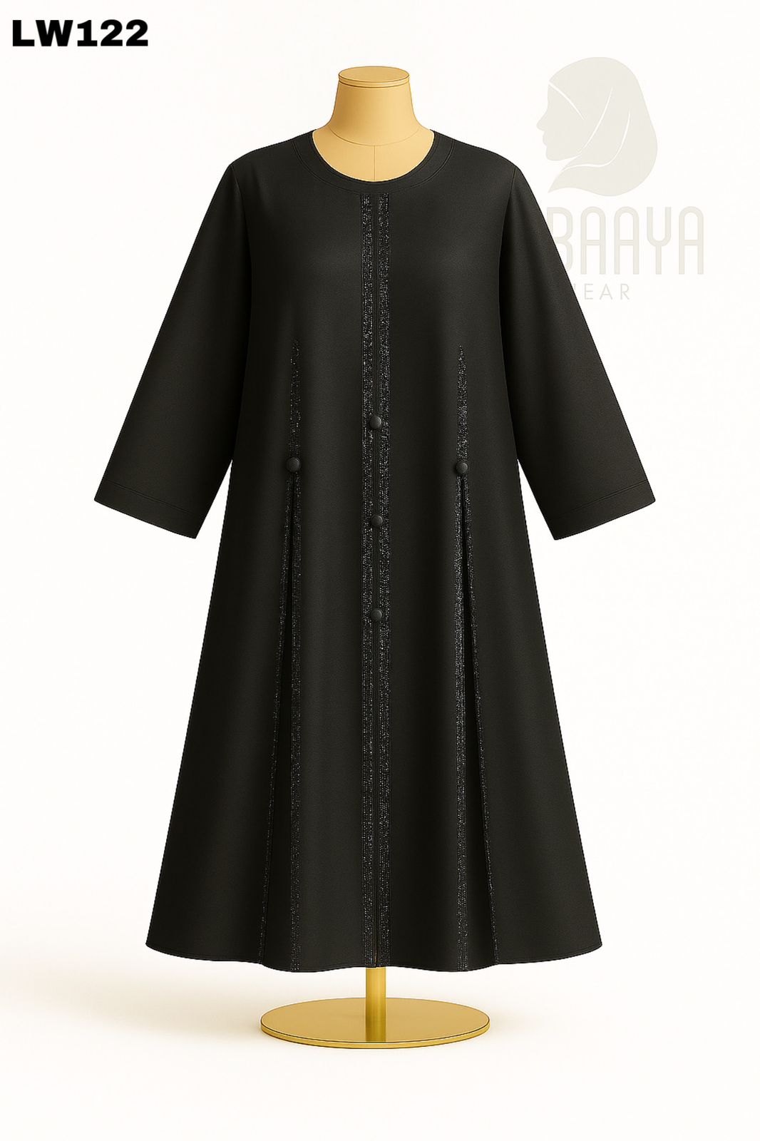 Classic Black Panel Embellished Abaya