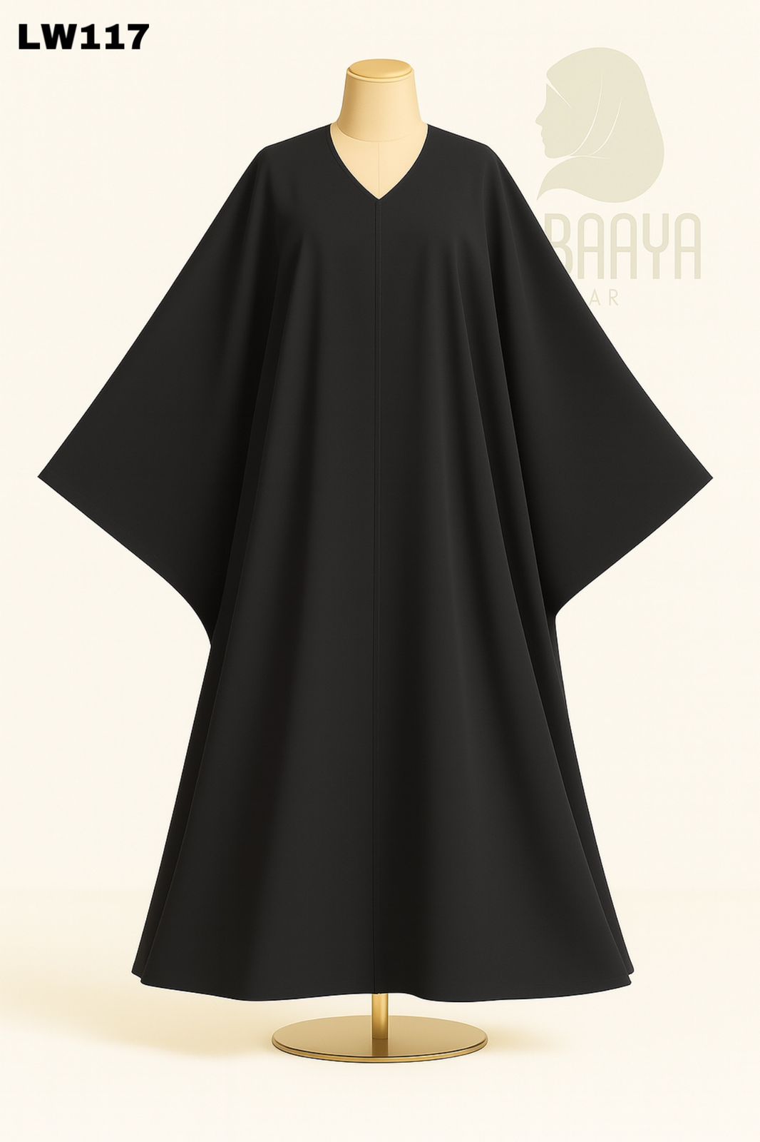 Flowing Batwing Black Abaya