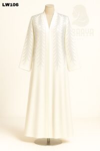 Ivory Whisper Beaded Leaf Abaya