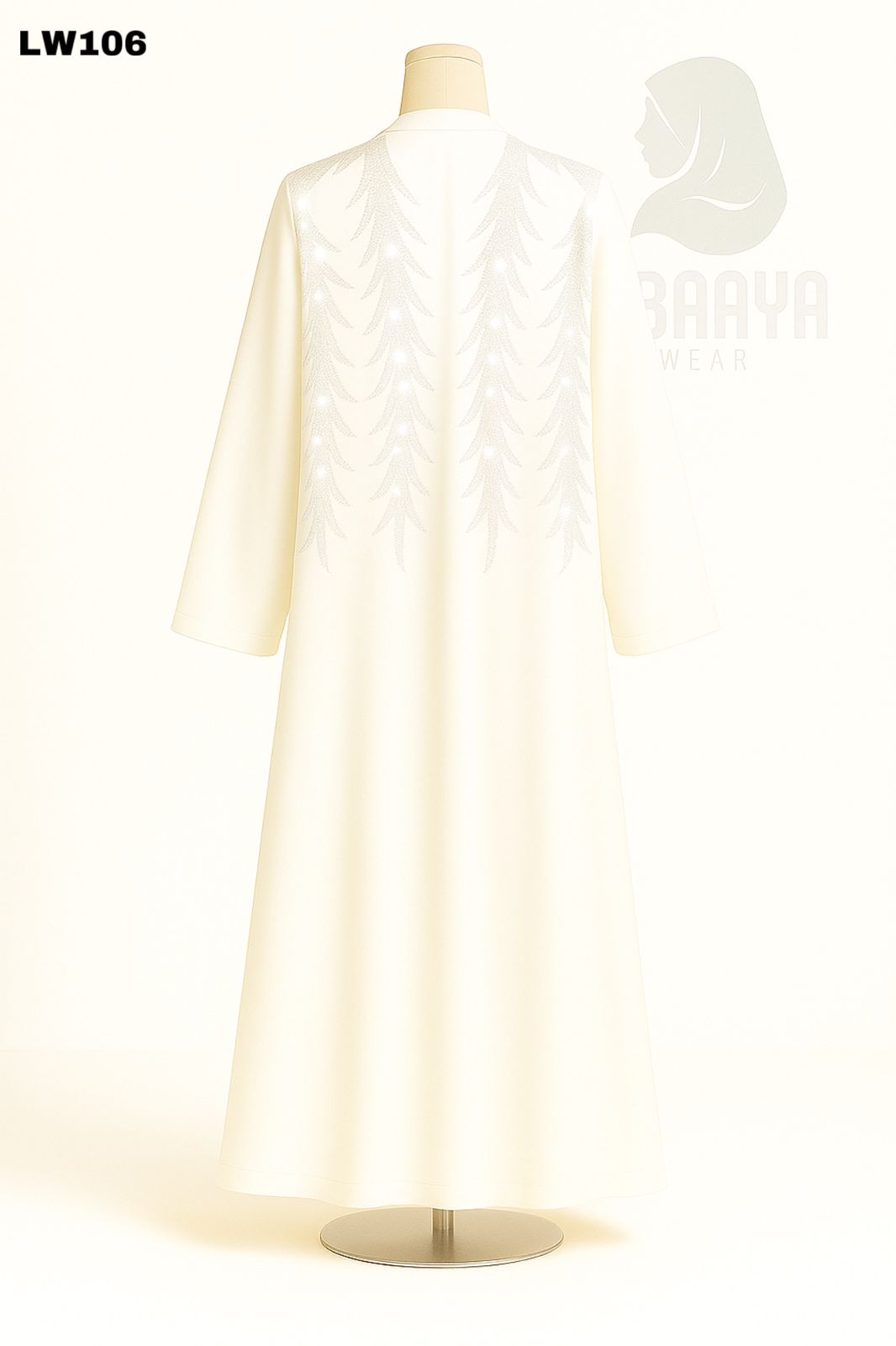 Ivory Whisper Beaded Leaf Abaya - Image 2