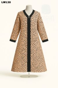 Leopard Print Zipper-Front Abaya