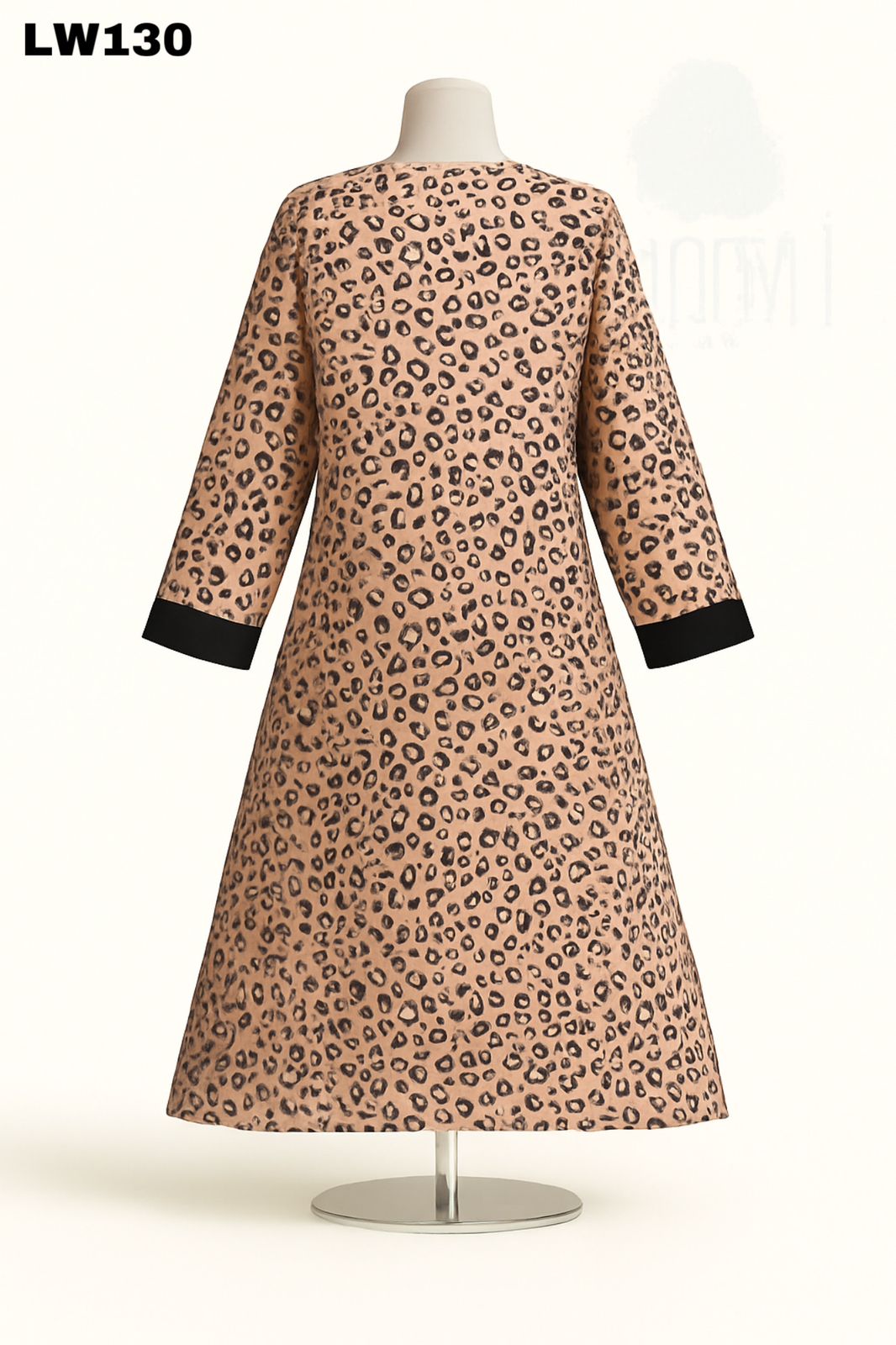 Leopard Print Zipper-Front Abaya - Image 2