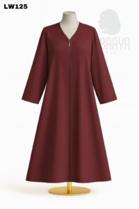 Maroon Front-Zip Classic Abaya