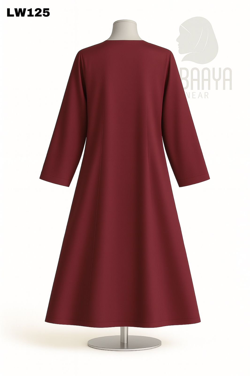 Maroon Front-Zip Classic Abaya - Image 2