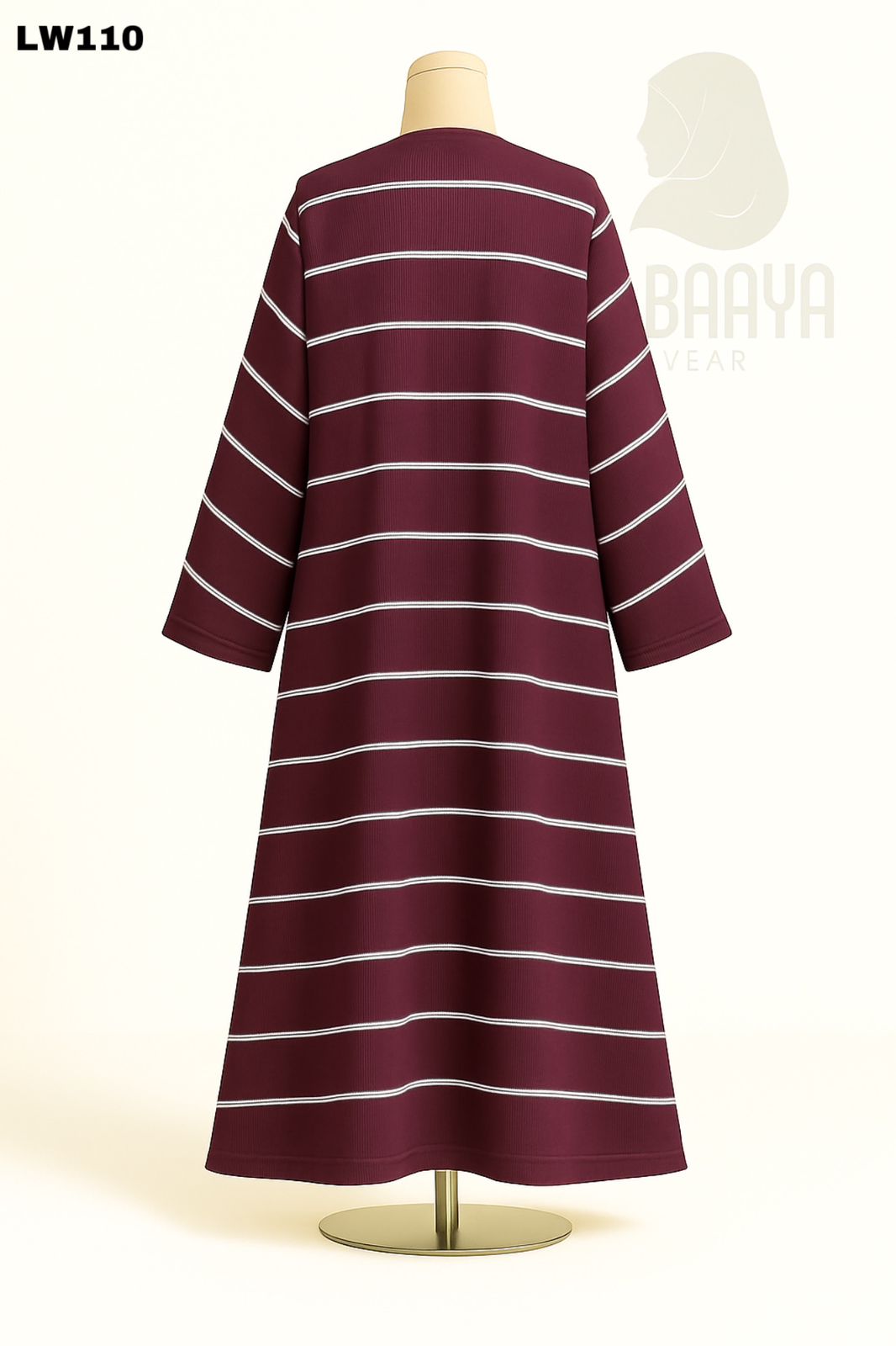 Maroon Stripe Classic Abaya - Image 2