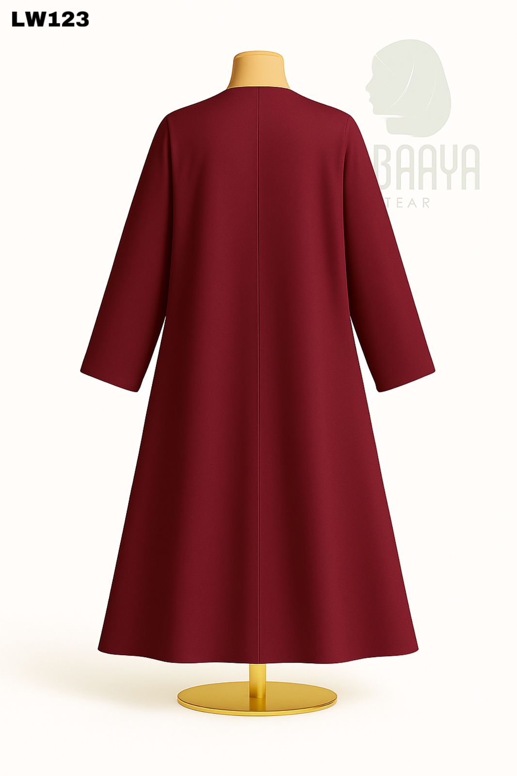 Maroon V-Stitch Panel Abaya - Image 2