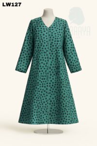 Teal Polka Dot Printed Abaya