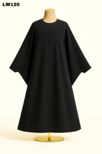 Textured Front Pleat Black Abaya