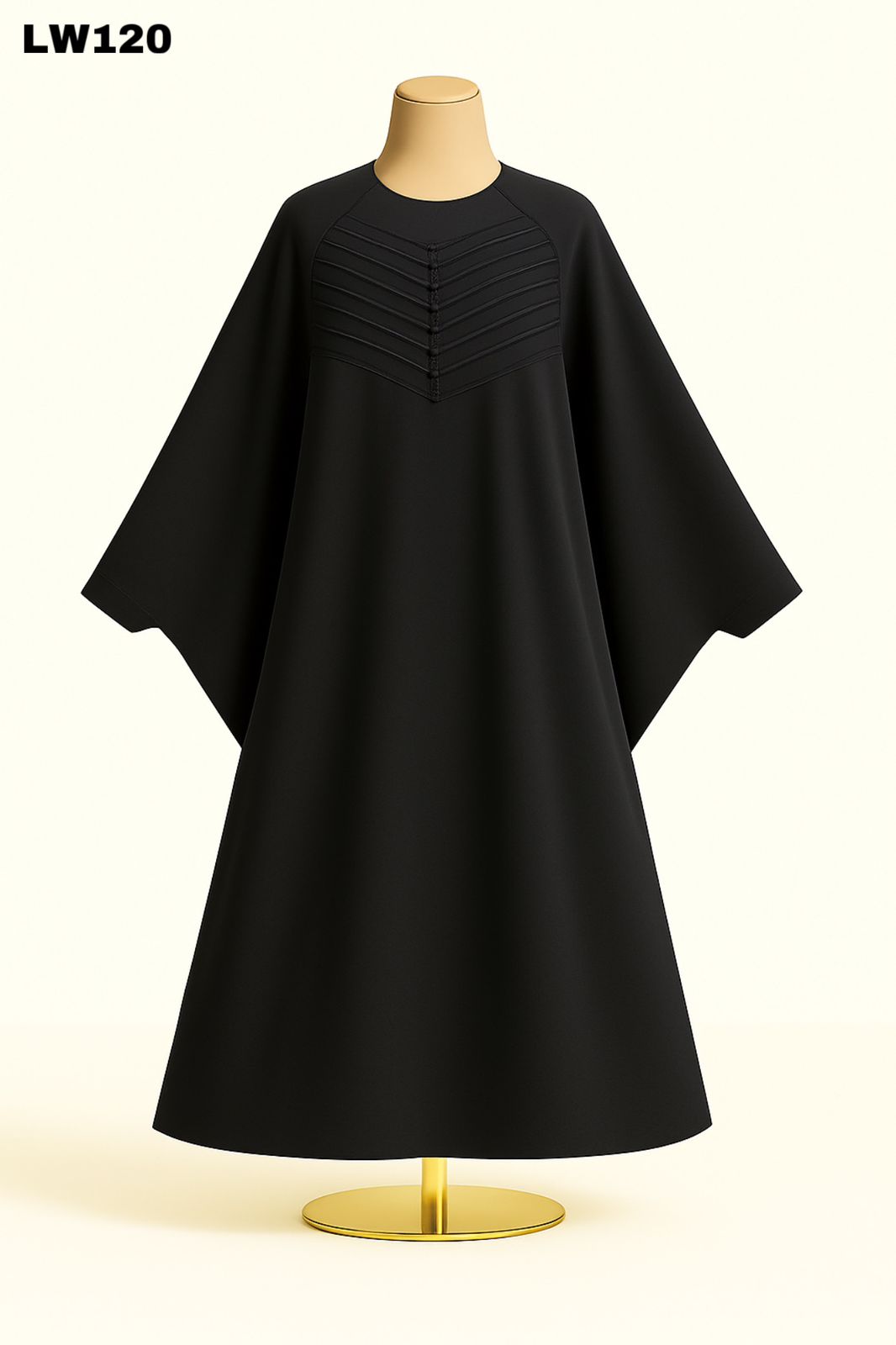 Textured Front Pleat Black Abaya