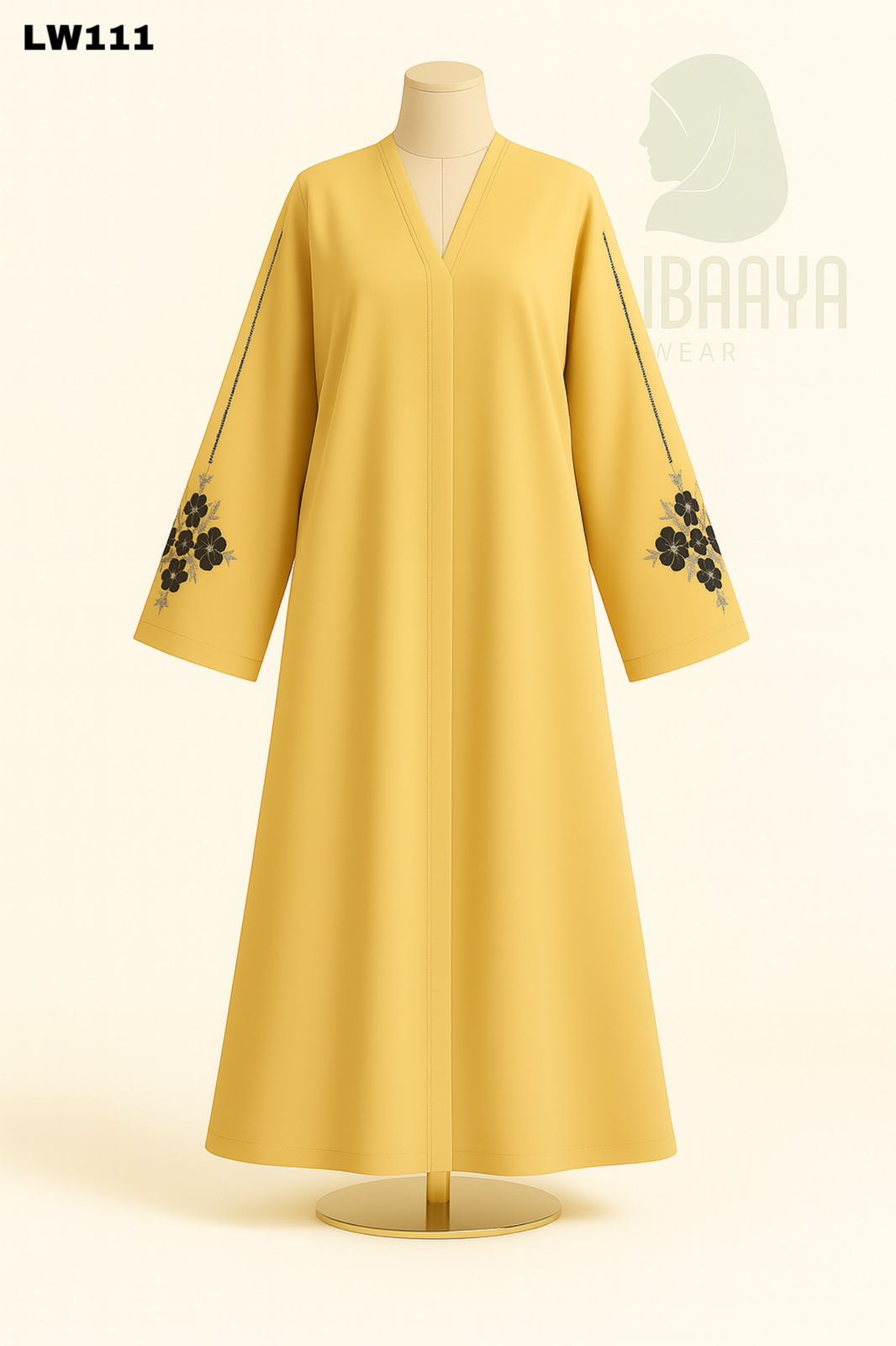 Golden Bloom Embroidered Abaya