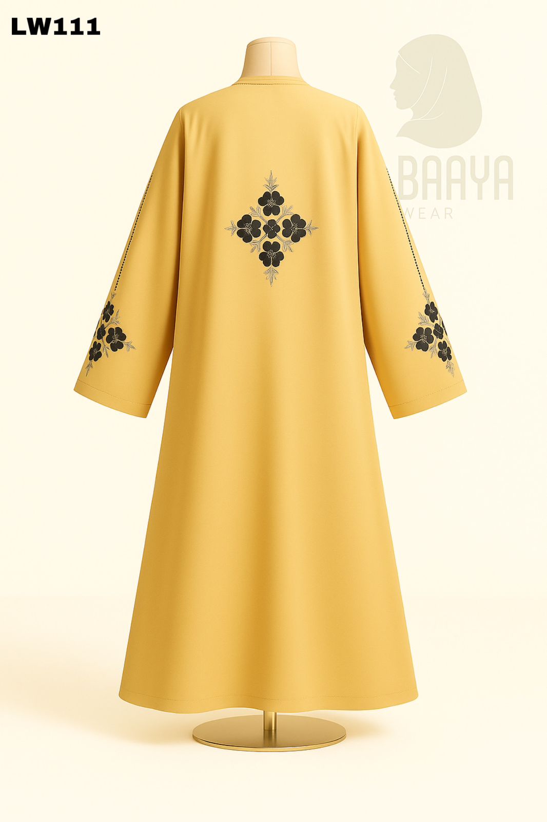 Golden Bloom Embroidered Abaya - Image 2