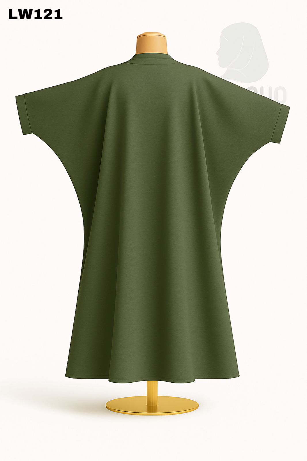 Olive Front-Button Batwing Abaya - Image 2