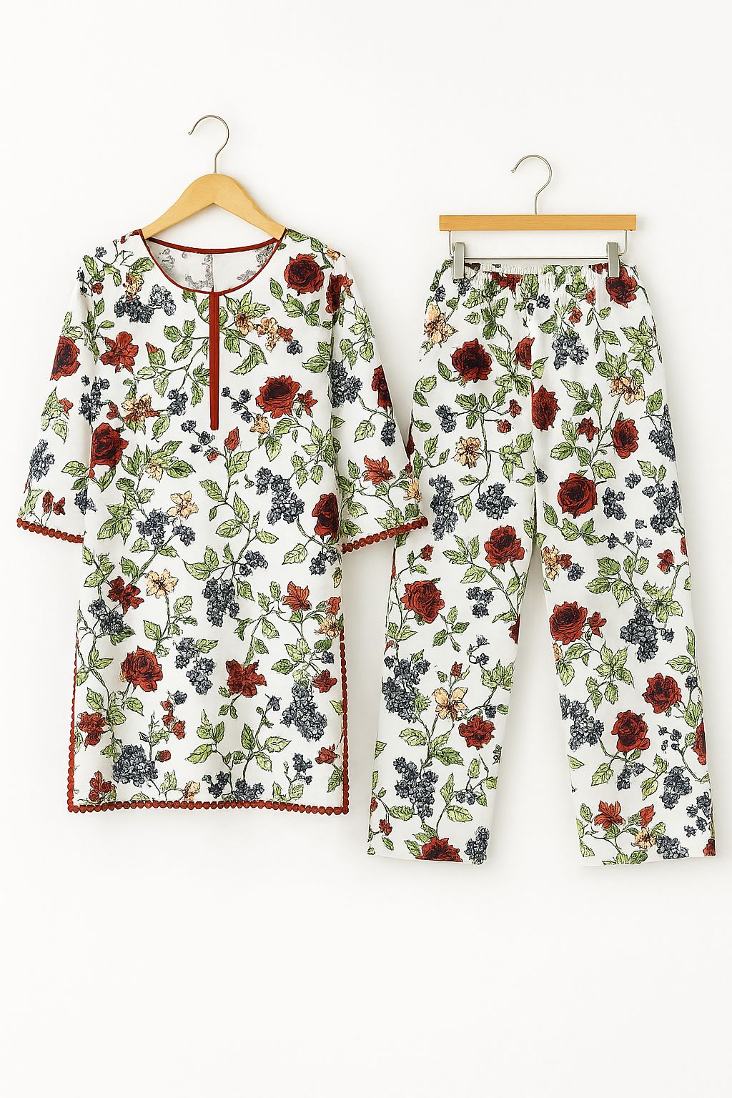 Maria B. – Ivory Red Bloom Printed Lawn 2-Piece (Stitched)