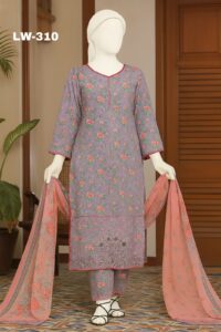 Maria B. – LW-310 | Lavender Garden Schiffli Embroidered Lawn Suit – 3 Piece (Stitched)